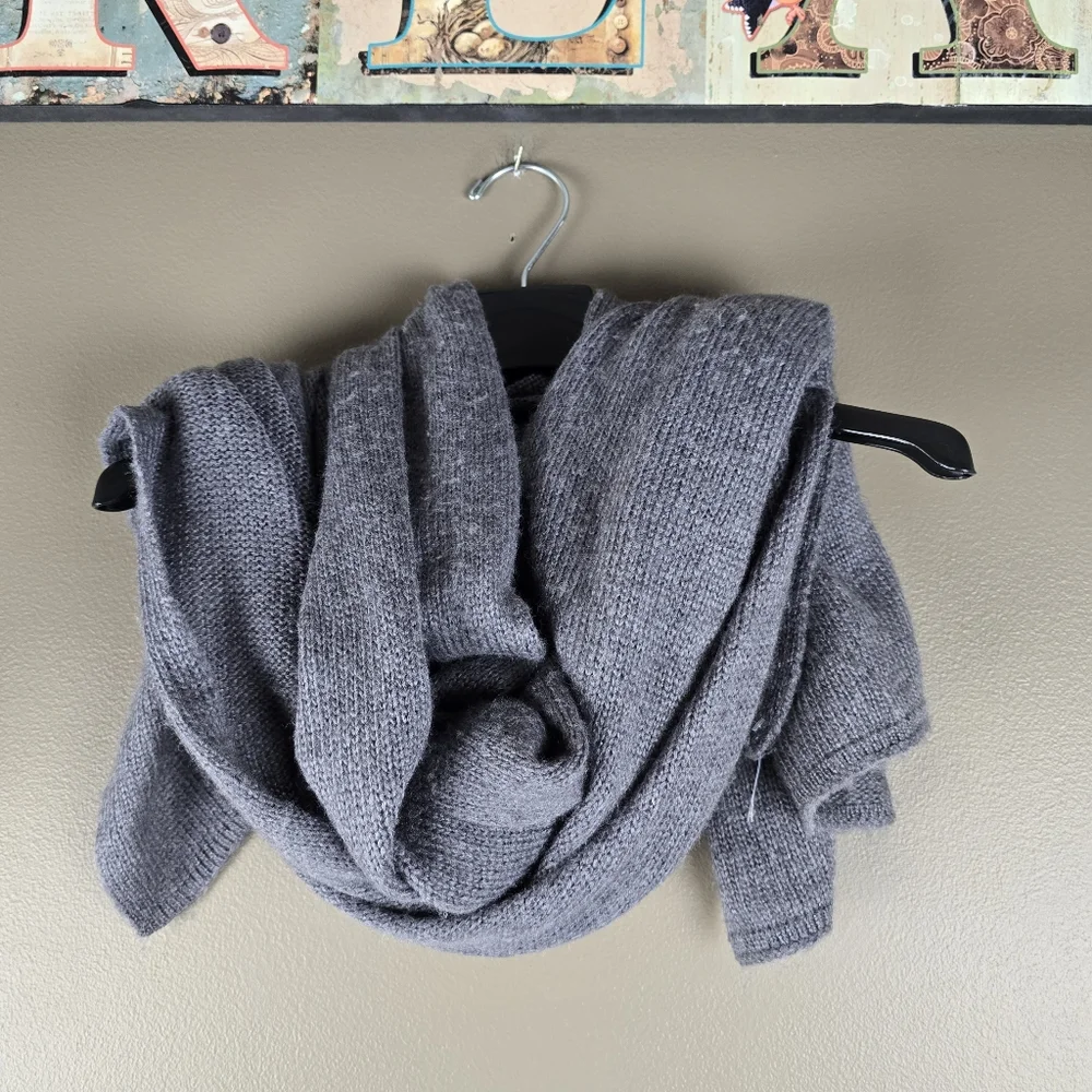 Wooden Ships Gray Wool Mohair Blend Scarf Wrap Poncho